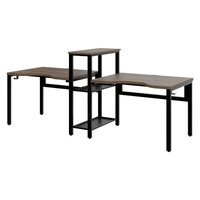 Офисный стол Millwood Сплит с вырезом 2-хместный 254.6x80х110.8 (дуб табачный Craft/металл черный)