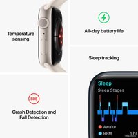 Умные часы Apple Watch Series 8 41 мм (алюминиевый корпус, серебристый/белый, спортивный силиконовый ремешок S/M)