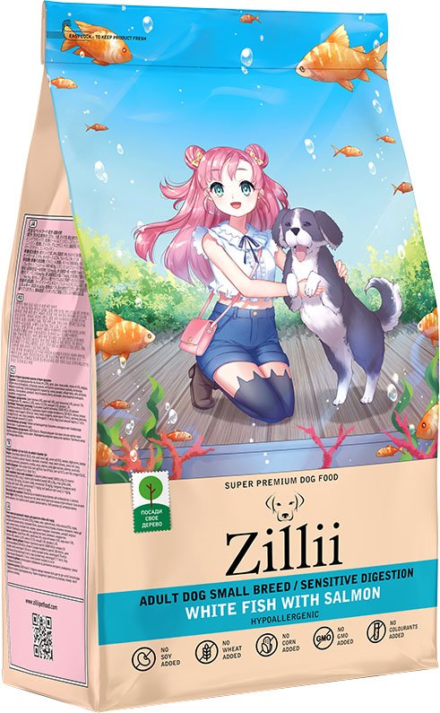 

Сухой корм для собак Zillii Adult Dog Small Breed Sensitive Digestion белая рыба с лососем 800 г
