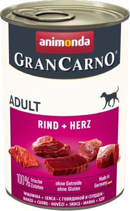

Консервированный корм для собак Animonda GranCarno Adult с говядиной и сердцем 400 г