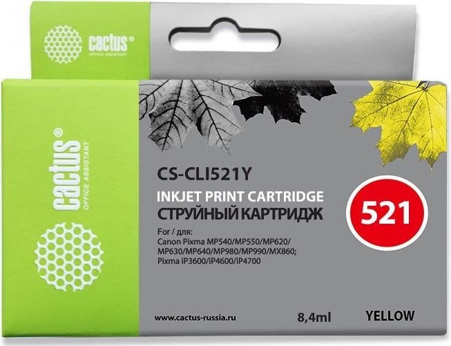 

Картридж CACTUS CS-CLI521Y (аналог Canon CLI521Y)