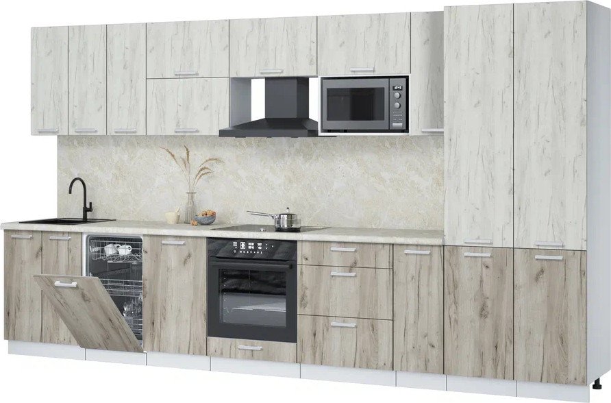 

Готовая кухня Интерлиния Мила Лайт 3.8-ПМ4 (дуб белый/дуб серый/опал светлый)