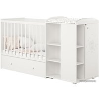 Кроватка-трансформер Polini Kids French 900, Teddy, с комодом (белый)