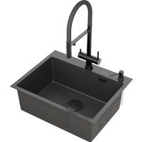 Кухонная мойка Roxen Snake 560220-60-BS PVD графит/текстурная поверхность (с коландером и дозатором)