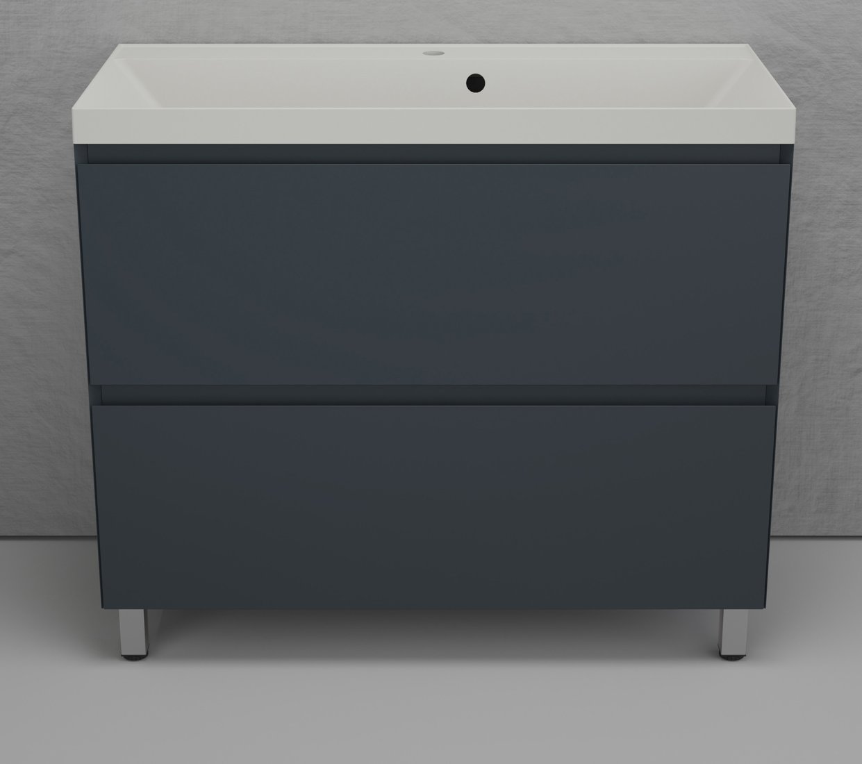 

Symbolite Тумба под умывальник Манхэттен 100 Plus 2 ящика + Line 100x48 (графит/жасмин)