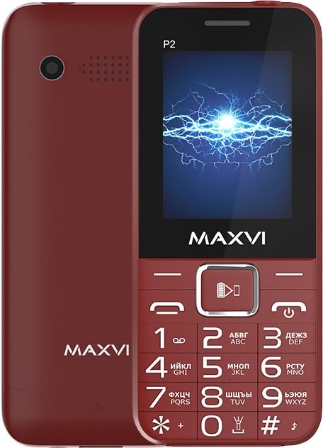 

Кнопочный телефон Maxvi P2 (винный красный)