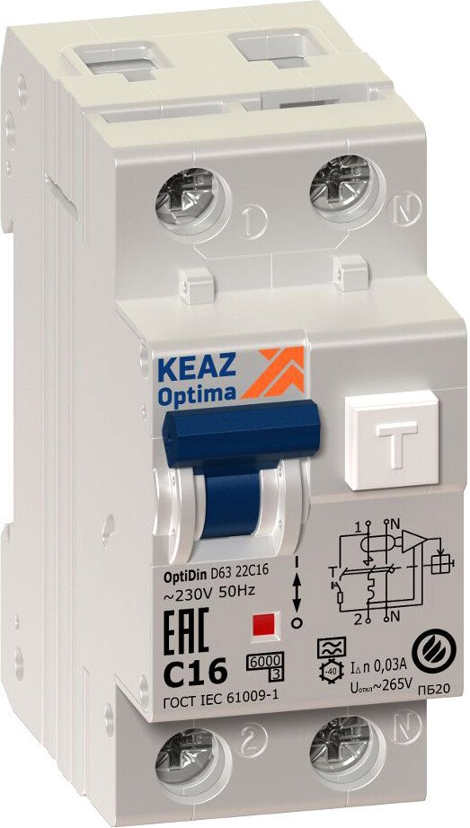 

Дифференциальный автомат КЭАЗ OptiDin D63 2P (1P+N) C 32А 30мА тип A 6кА УХЛ4 103510