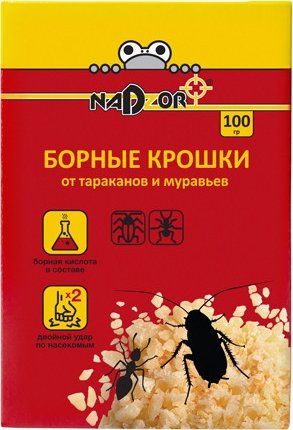 

Порошок от насекомых Nadzor борные крошки от тараканов и муравьев BOR123 100 гр