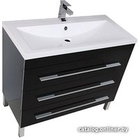 Aquanet Тумба с умывальником Верона 100 (черный, напольная, 3 ящика)