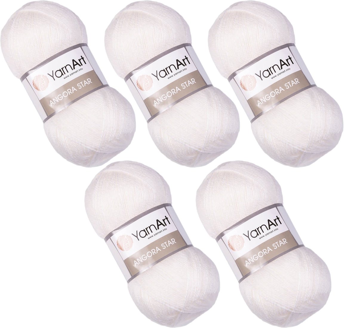 

Набор пряжи для вязания Yarnart Angora Star 501 (500 м, белый, 5 мотков)