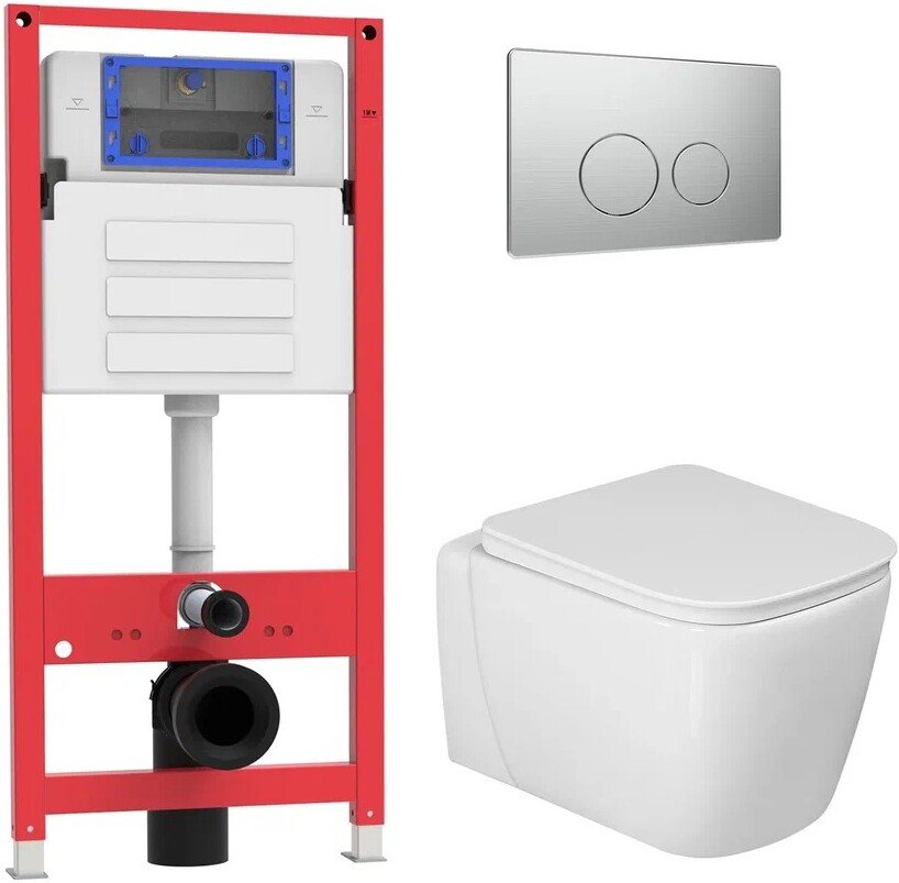 

Унитаз подвесной Oliveeka OL-MQ-003 + OL-G1 + OL-R22-BN (никель матовый)