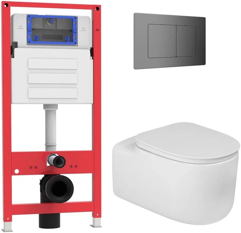 

Унитаз подвесной Oliveeka OL-MQ-003 + OL-G27 + OL-E12-BGM (матовый оружейный металл)