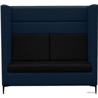Диван Brioli Дирк двухместный (экокожа, L18-L22 (синий, черные вставки)