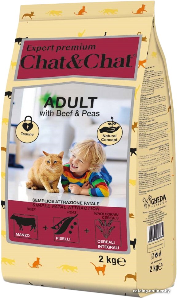 Сухой корм для кошек Chat&Chat Expert Adult with Beef & Peas (Говядина с горошком) 2 кг