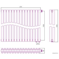 Стальной трубчатый радиатор Сунержа Эстет-00 EU50 1200х675 15 секций (матовый черный)