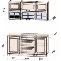 Готовая кухня Интерлиния Мила Шато 1.6Б (керамика/керамика/опал светлый) в Могилеве