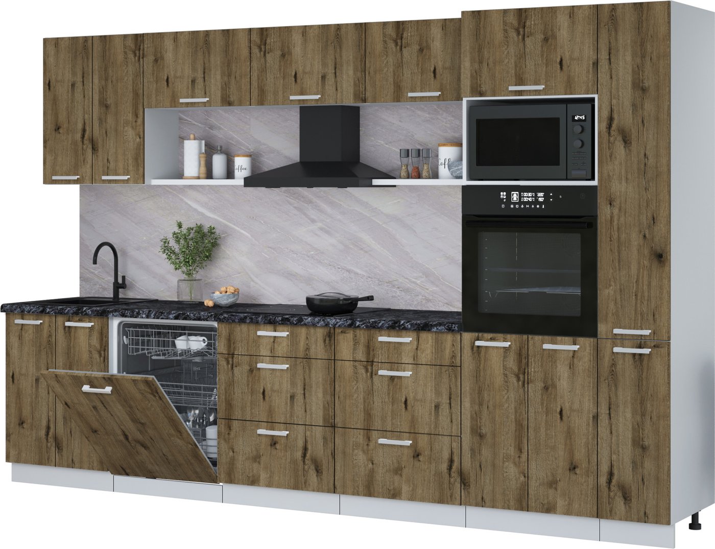 

Готовая кухня Интерлиния Мила Лайт 3.3-ПМ1 (дуб веллингтон/дуб веллингтон/кастилло темный)