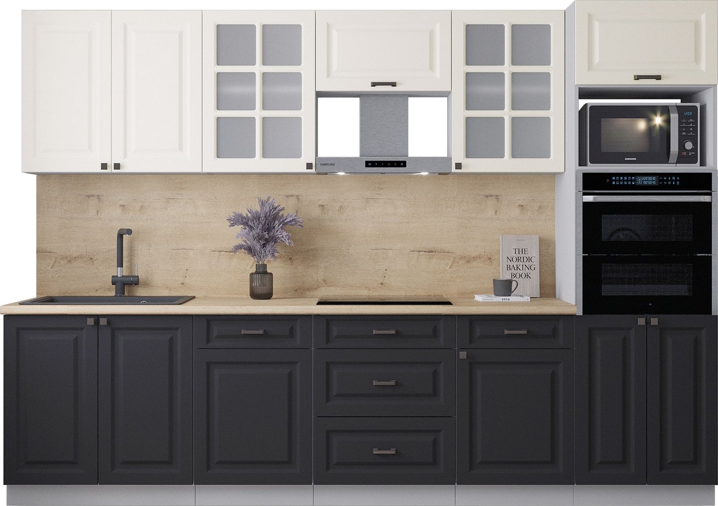 

Готовая кухня Интерлиния Мила Деко 3.0 (черный/белый/дуб бунратти)