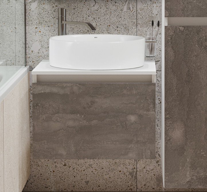 

Runo Тумба под умывальник Бари 60 (подвесная, железный камень)