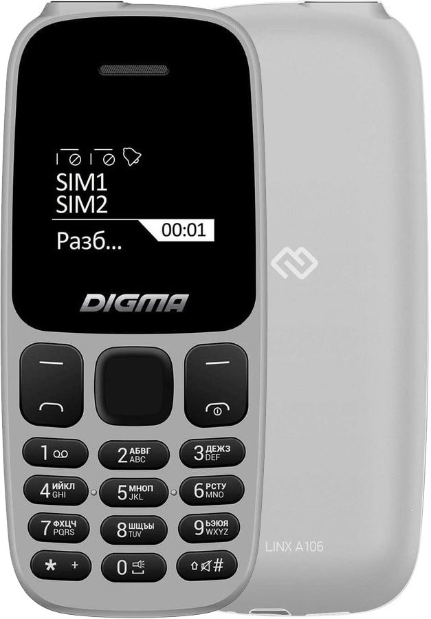 

Кнопочный телефон Digma Linx A106 (серый)