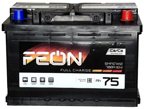 

Автомобильный аккумулятор Feon R+ 700A (75 А·ч)