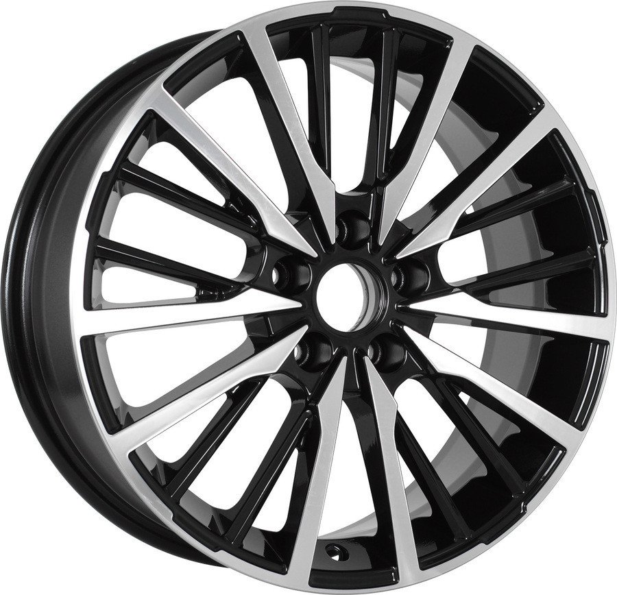 Литые диски KDW KD1740 17x7 5x114.3мм DIA 66.6мм ET 37мм Black Front Polished