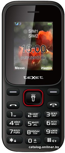 Кнопочный телефон TeXet TM-128 (черный/красный)