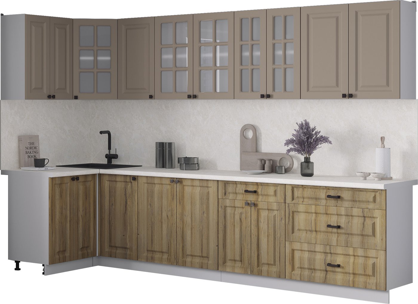 

Готовая кухня Интерлиния Мила Деко 1.2x3.2 (дуб вотан/луна/опал светлый)