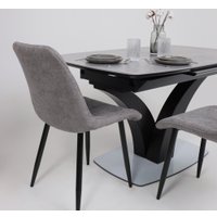 Кухонный стол Аврора Нотр Дам Moderne 140-180x850 (камень серый Greys Grey/черный матовый)