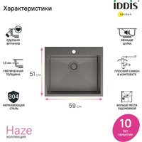 Кухонная мойка IDDIS Haze HAZ59GMi77
