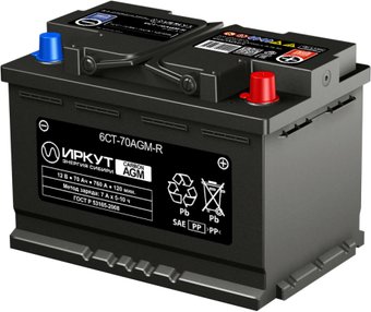 Автомобильный аккумулятор Иркут 6СТ-70AGM-R (70 А·ч)