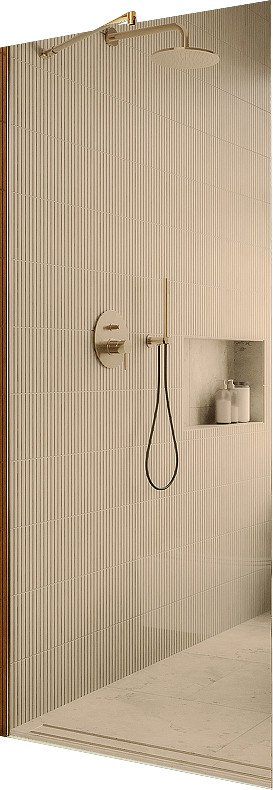 Душевая стенка MaybahGlass 79x195 MGD-696-3ш (бронзовое стекло/золотой)