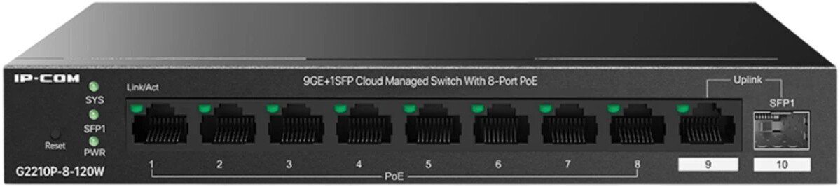 

Настраиваемый коммутатор IP-COM G2210P-8-120W
