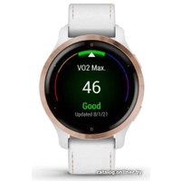 Умные часы Garmin Venu 2S (розовое золото/белый кожаный)