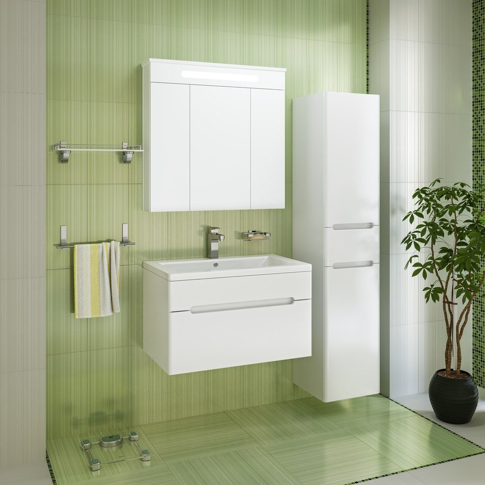 

Runo Тумба с умывальником Runo Парма 75 3 двери + Omega 75 (подвесная)