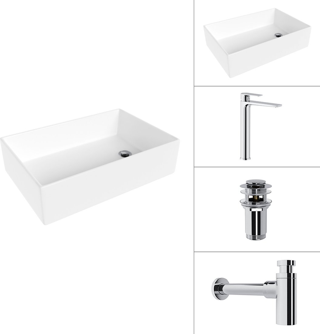 Умывальник Lauter 21518-1 + Reef 21CK8678C + сифон 21635CH + дон.клапан 21190CH (хром)