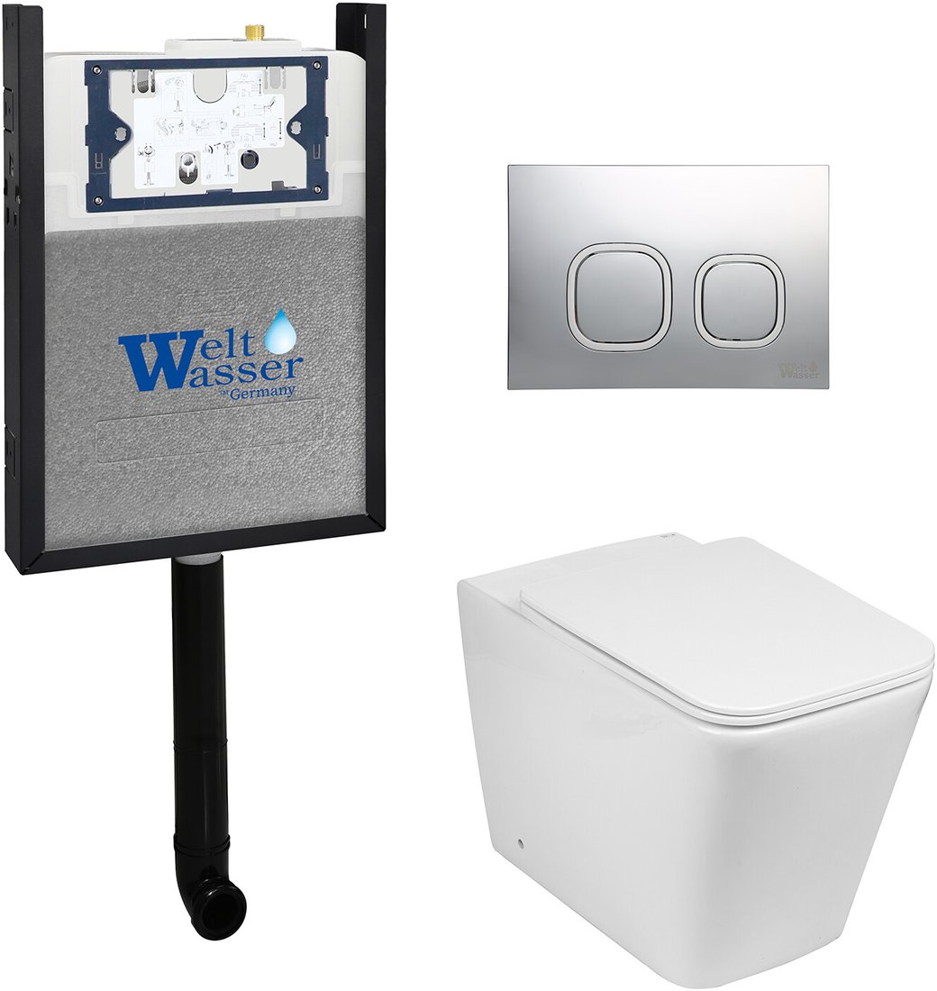 

Унитаз подвесной WeltWasser Amberg 404 + Gelbach 002 GL-WT + Amberg RD-CR