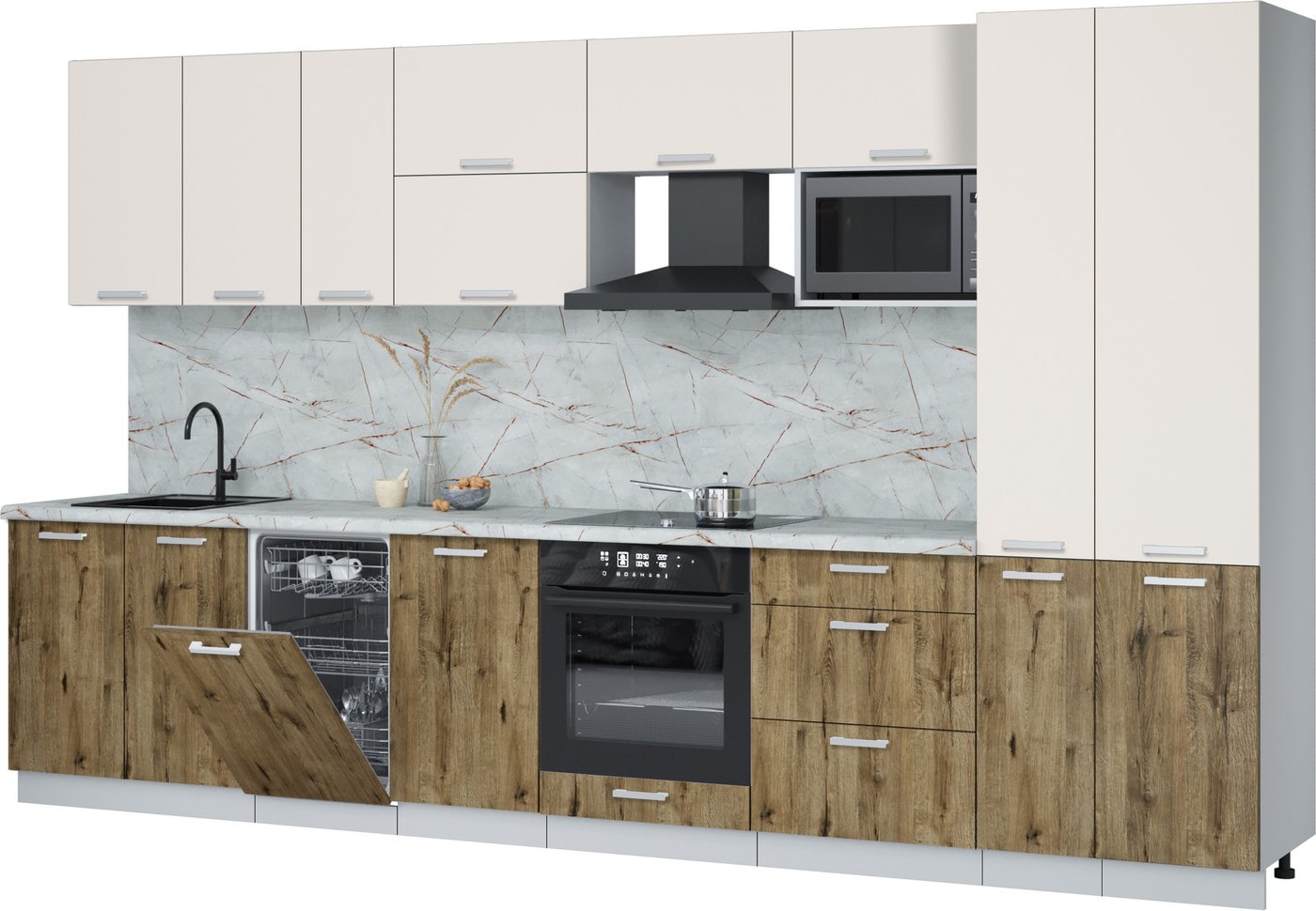 

Готовая кухня Интерлиния Мила Лайт 3.6-ПМ4 (персидский жемчуг/дуб веллингтон/серый каспий)