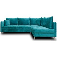 Угловой диван Nord Star Айва Краш правый (велюр, бирюзовый)
