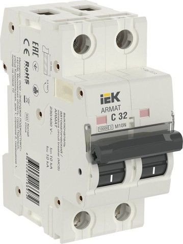 

Выключатель автоматический IEK ARMAT M10N 2P C 32А AR-M10N-2-C032
