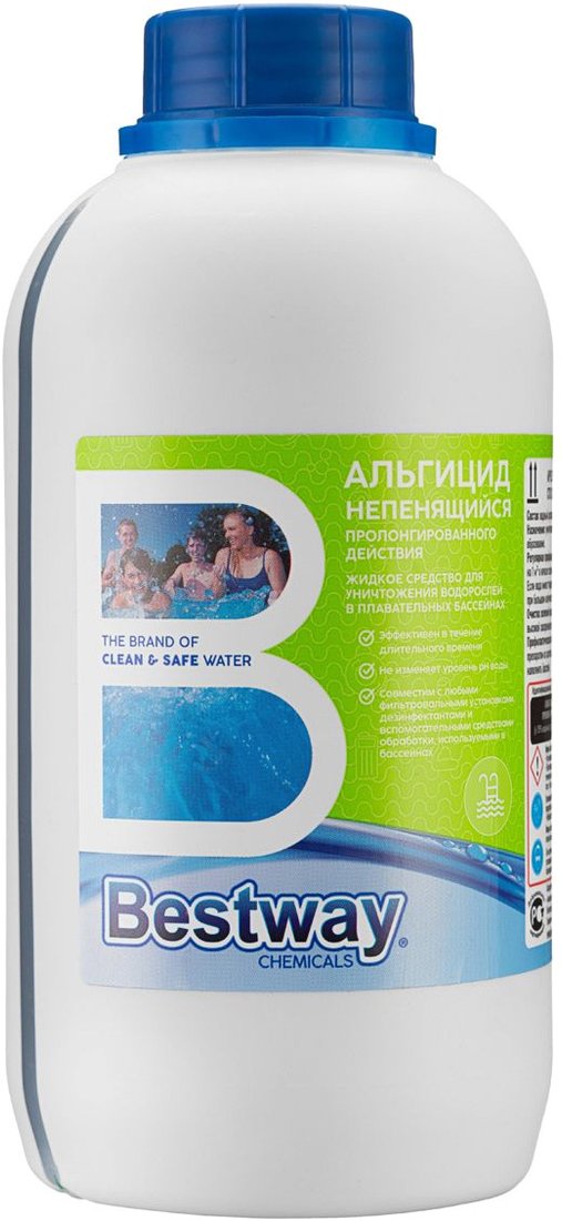 

Химия для бассейна Bestway Альгицид КОНЦЕНТРАТ непенящийся пролонгированного действия AP0.75LBW (750 мл)