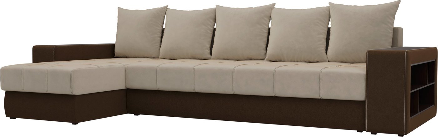 

Угловой диван Лига диванов Дубай 105798 (левый, микровельвет, бежевый/коричневый)