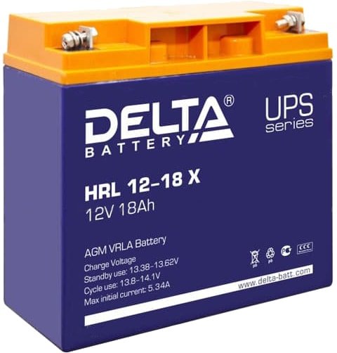 

Аккумулятор для ИБП Delta HRL 12-18 X (12В/18 А·ч)