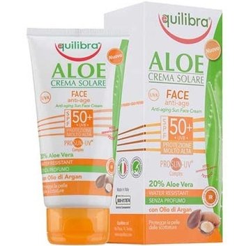 Средства для загара, автозагар Equilibra Aloe с комплексом Prosun-UV SPF50+ 150 мл