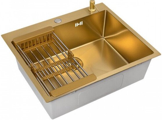 Кухонная мойка ALLBA 600x500 Gold Decor (коландер, дозатор)