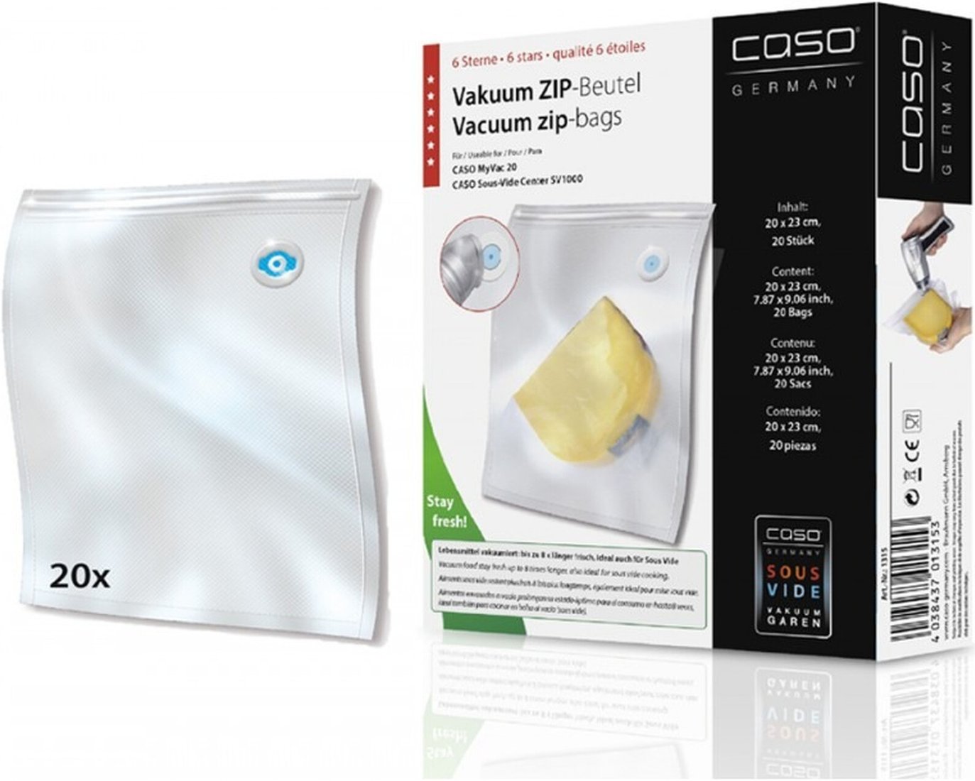 

Пакеты вакуумные CASO Vacu Zip 20x23 150 мкм 20 шт