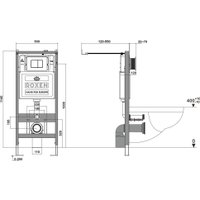 Унитаз подвесной Roxen Antares в комплекте с инсталляцией StounFix Dual Fresh 6 в 1 968050 (кнопка: брашированное золото)