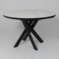 Кухонный стол Мамадома Ronaldo-120 раздвижной 120-160 (patagonoa bianco gloss premium cer/черный)