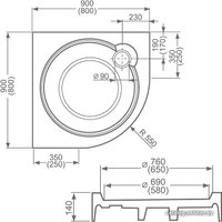 Душевой поддон Roth Tahiti P 90x90 [8000040]