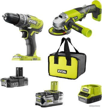 Ryobi R18DDAG-252S (шуруповерт, УШМ, сумка, 2 АКБ)
